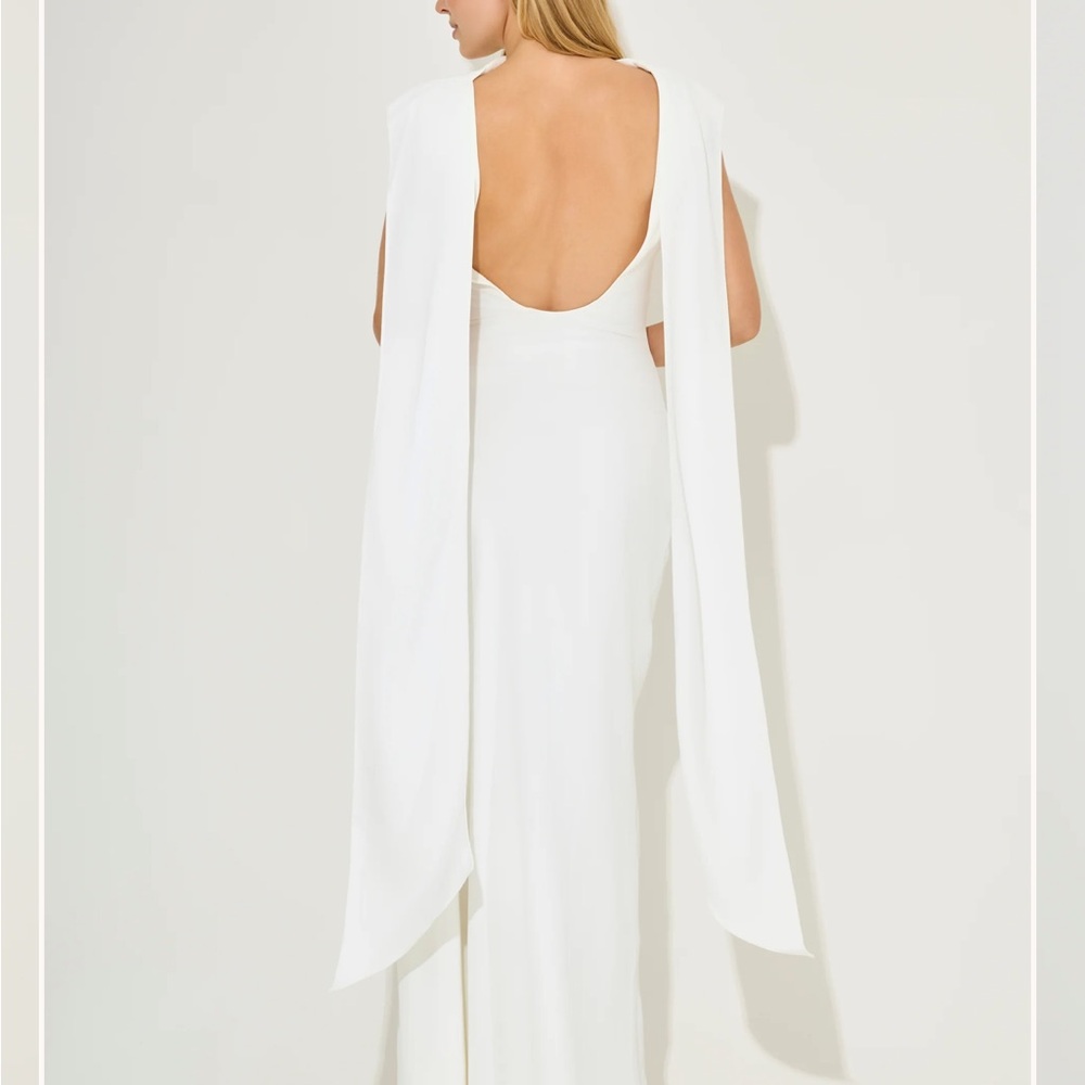 Odd Muse Drape Maxi Dress White Off Shoulder Open Back - Picture 2 of 6